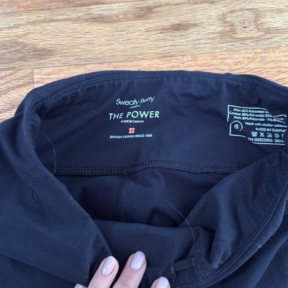 Sweaty Betty Power Mesh Wet Look 7/8 Black Leggings Size 6 - Picture 3 of 7